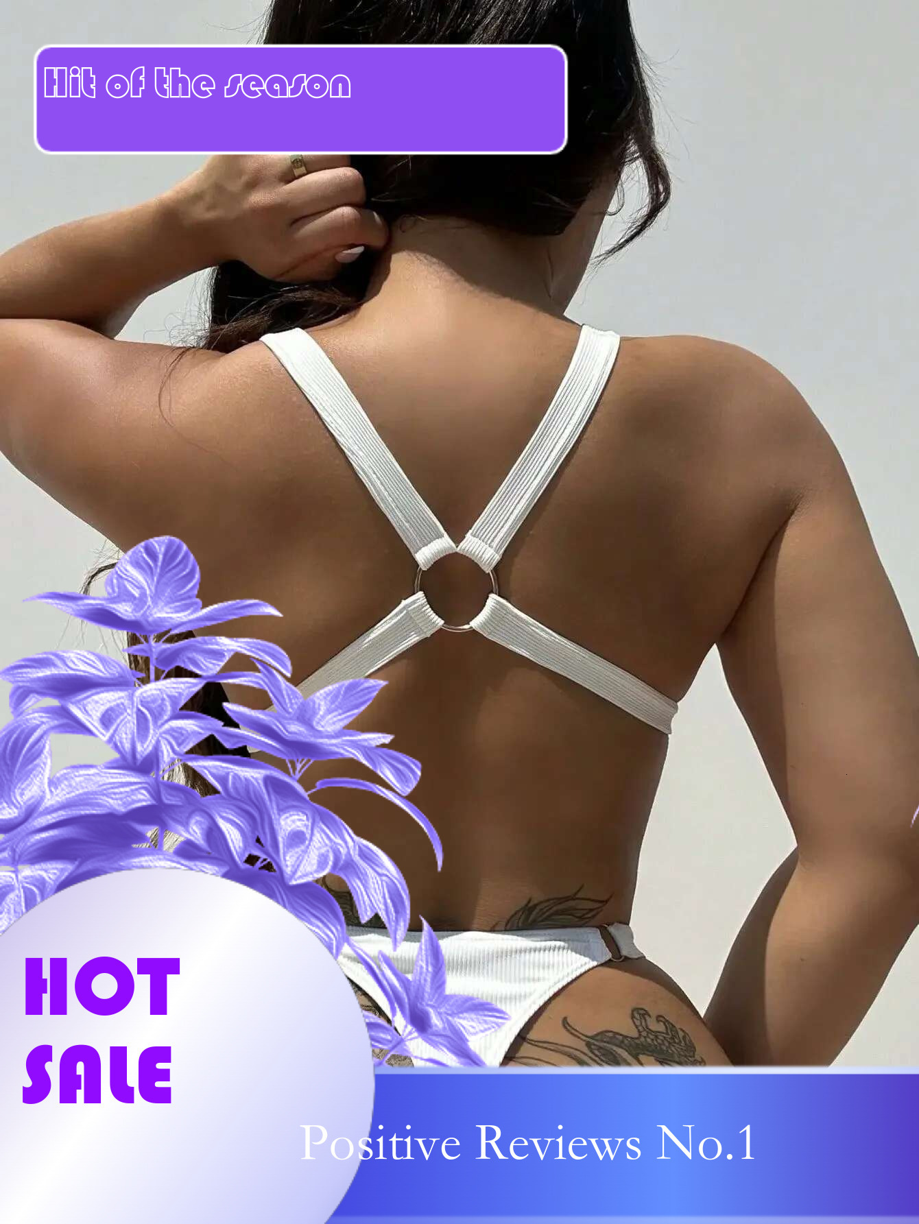 Dongdumaoyi Sexy Ring Linked Backless Bikini Set Women Solid Black White Hollow Out Push Up Micro Swimsuit Bathing Suit Thong Swimwear