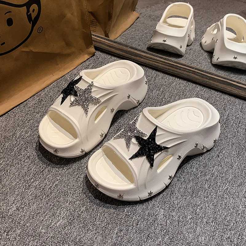 Summer womens star slippers platform anti slip home slippers outdoor beach star slippers womens sandalsXJ250407
