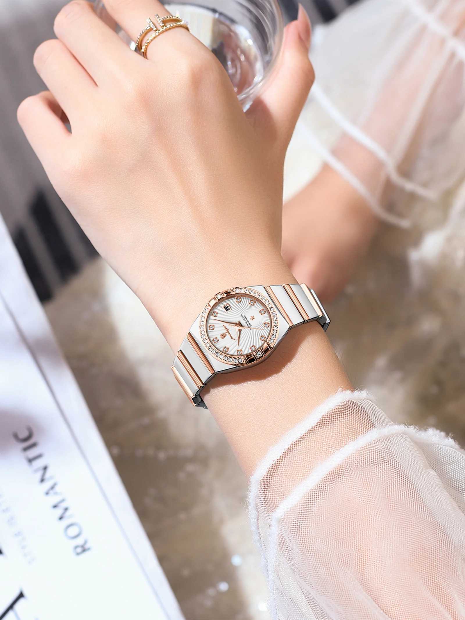 Luxury Diamond Brand Womens Watch Waterproof Ultra Thin Womens Watch Rose Gold Luminous Calendar Quartz Timing Womens Watch 2025T250408