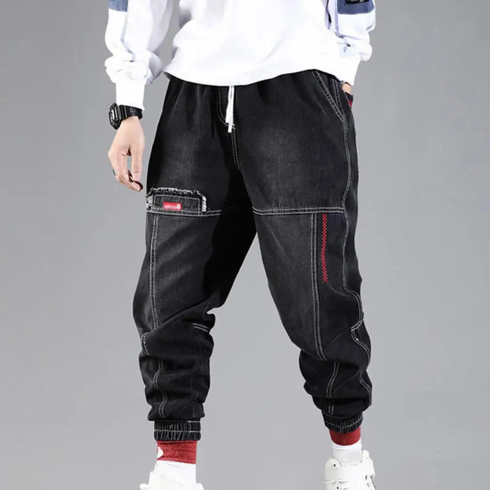 Loose jeans mens solid color brushed waist harem pants Trouser pantalones hombre 250401
