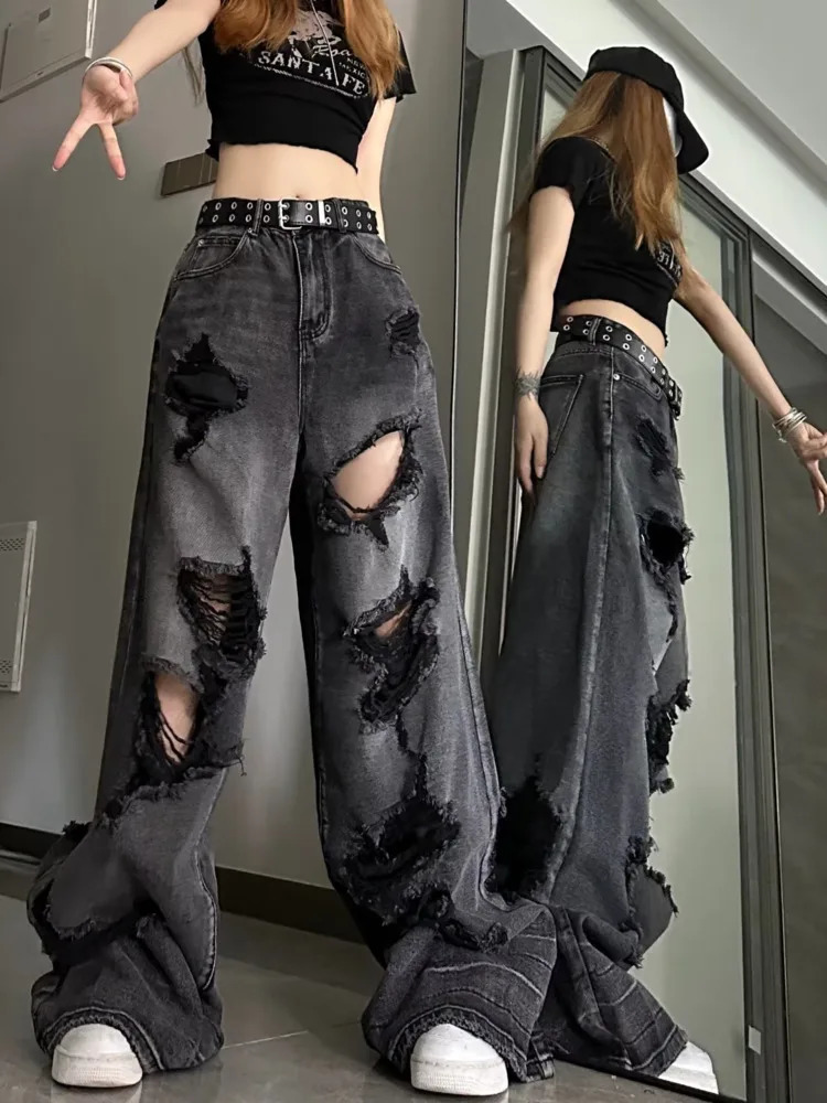 Niche n jeans high street heavy industry wide leg pants highend floor fashion womens 250407