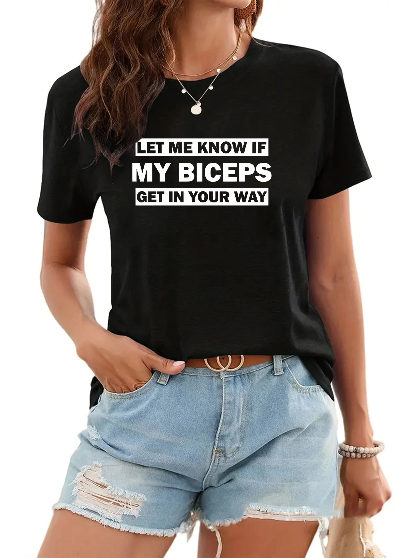 Let me know if my biceps enters your way Tshirt novelty fun gift gym fitness shirt bodybuilding 250407
