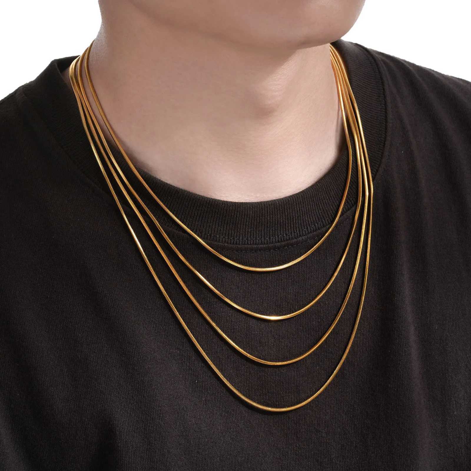 Dainty Snake Chains Stainless Steel Necklace Gold Plated Clavicle DIY Long Choker Necklaces Jewelry for Women Men Statement 35CMC250407