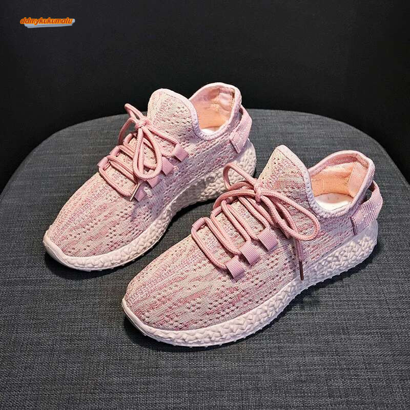 Women's sports shoes, breathable, lightweight, sporty flat mesh laces with platform and laces, comfortable, suitable for outdoor use #ddmykukumal