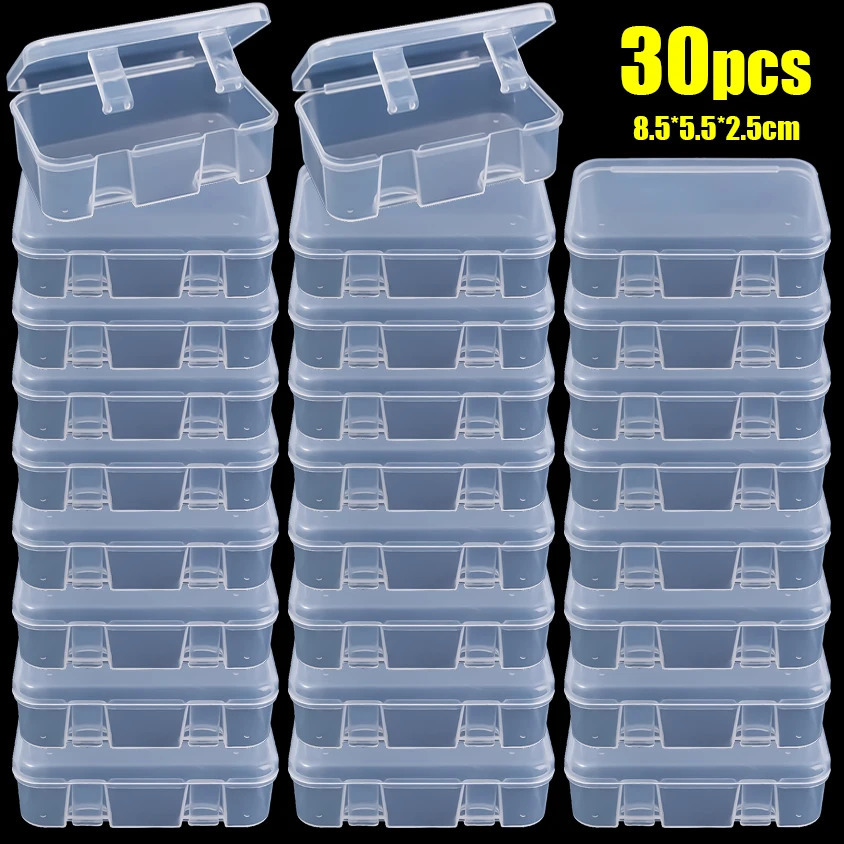 30pcs/pack Small Plastic Transparent Storage Box for Jewelry Container Case Home DIY Beads Crafts Package Clear Cases Boxes 250407