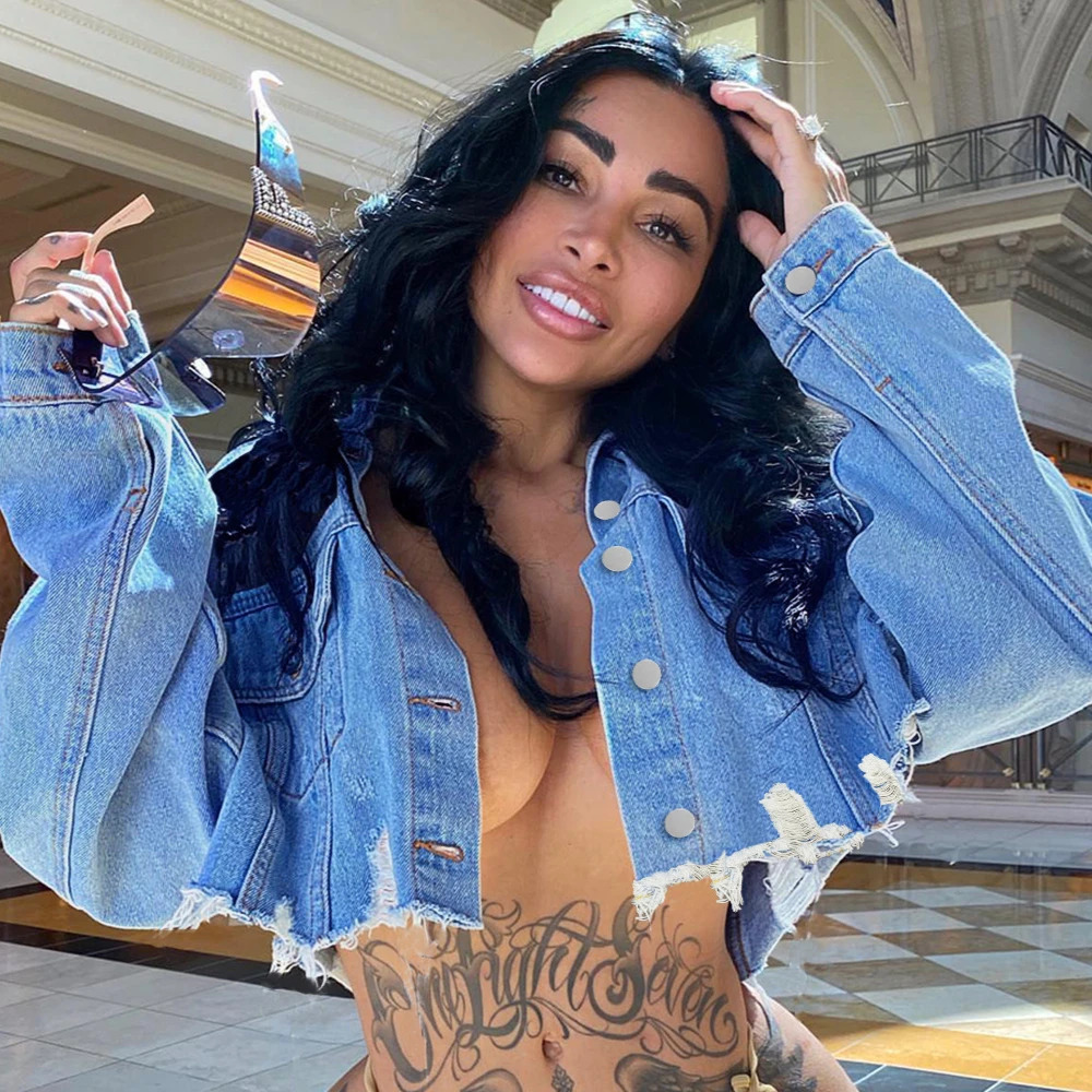 Short jacket womens denim single corset casual lapel Y2k streetwear temperature splicing 250407