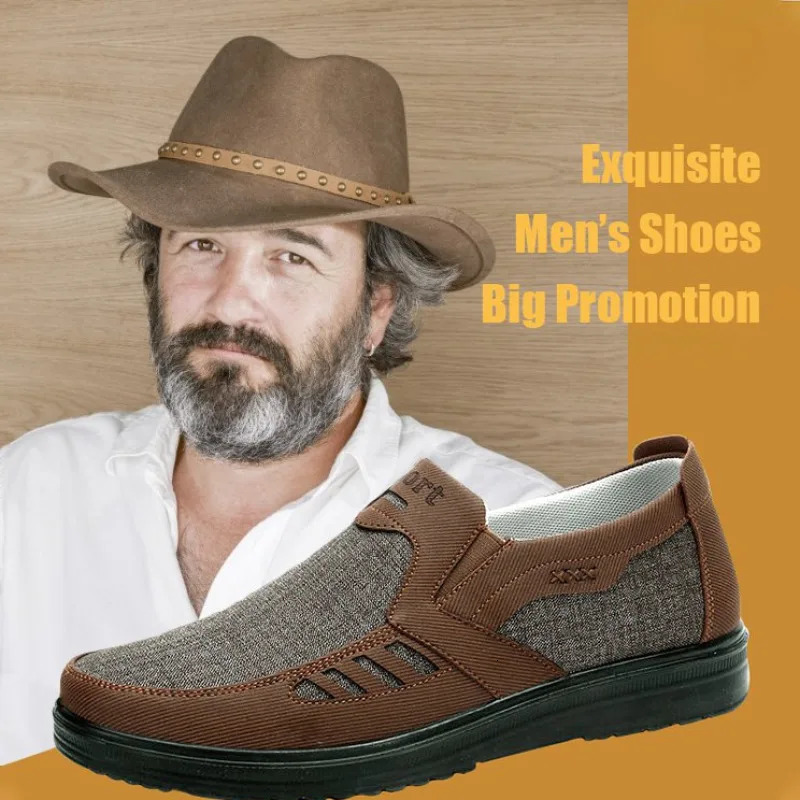 Mens Canvas Slip On Loafer Orthopedic Pain Relief Breathable Soft Sole Flats Shoes Outdoor Lightweight Non-slip Walking Shoes 251107