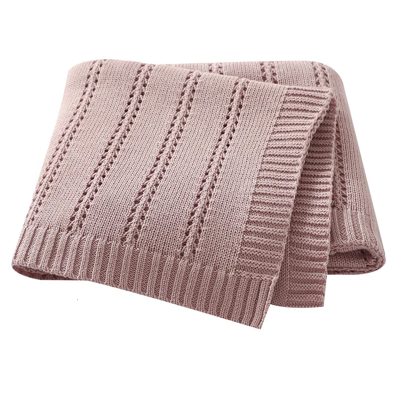 Vertical Stripes Solid Color Baby Cotton Blankets Plain Knitted Babies Boys Girls Muslin Swaddle Blanket For born Infant 250408