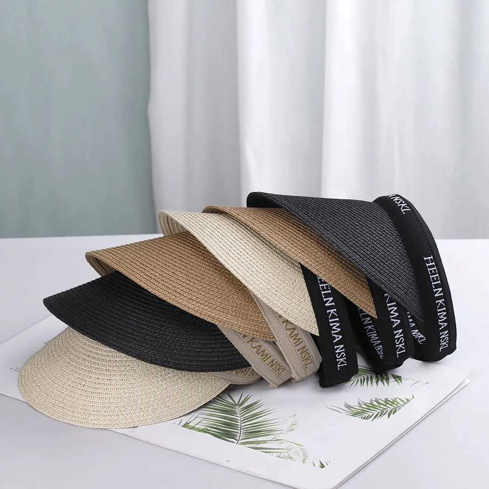 2022 hot sa Summer lady pty Top Sun Visor Hat Summer straw Wide Brim tter Sun s UV Protection Hat For wen Beach hatC250407