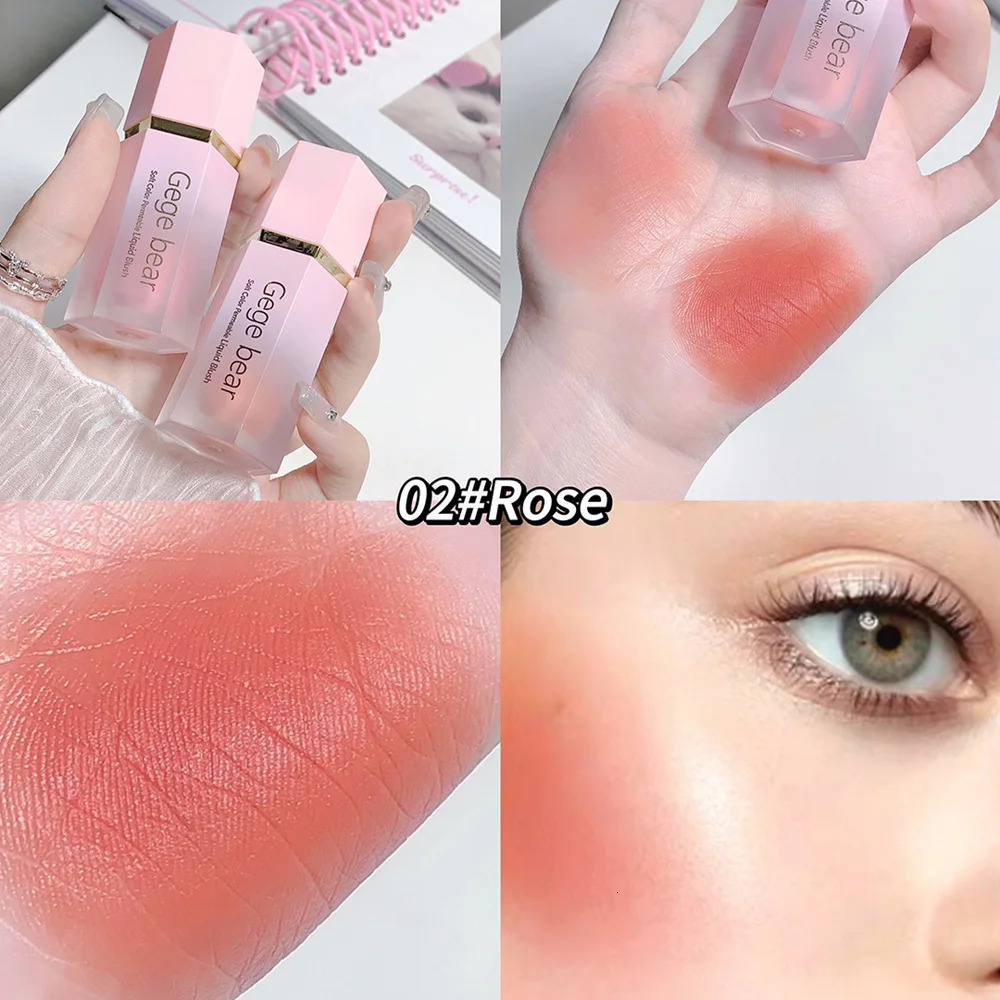 Gege Bear Liquid powder blusher Cream 6 Color Smooth Velvet Matte Pink Naturally Easy to Apply 250325