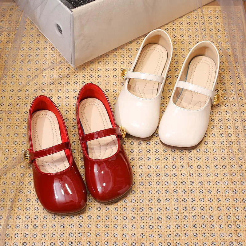 Girl Princess Shoes Spring Fashion Mary Jane Dress Dance Baby Kid Sandals Ballet Soft Sole Red Flats Girls Shoe Kids Shoe 250407