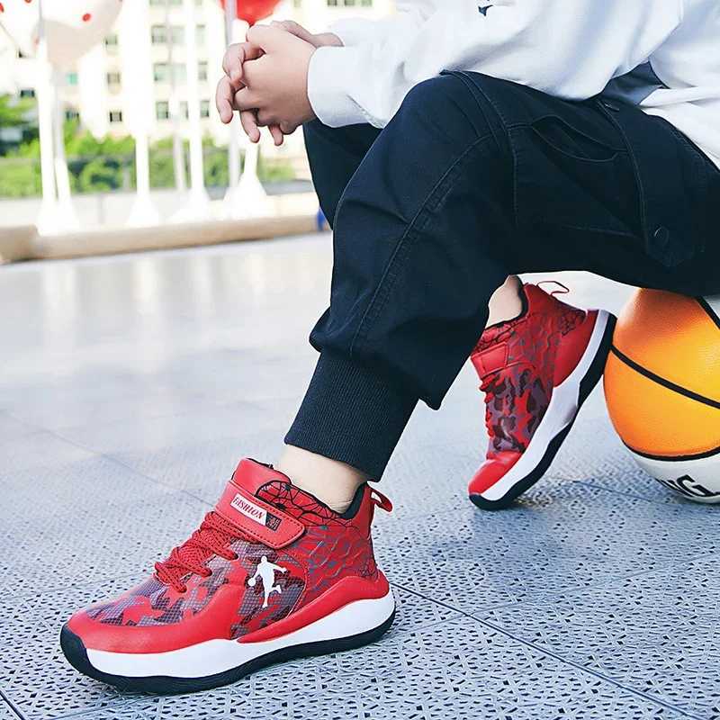New childrens basketball shoes wearable cushioned sports shoes high Qu original professional waterproof luxury basketball boots W250407