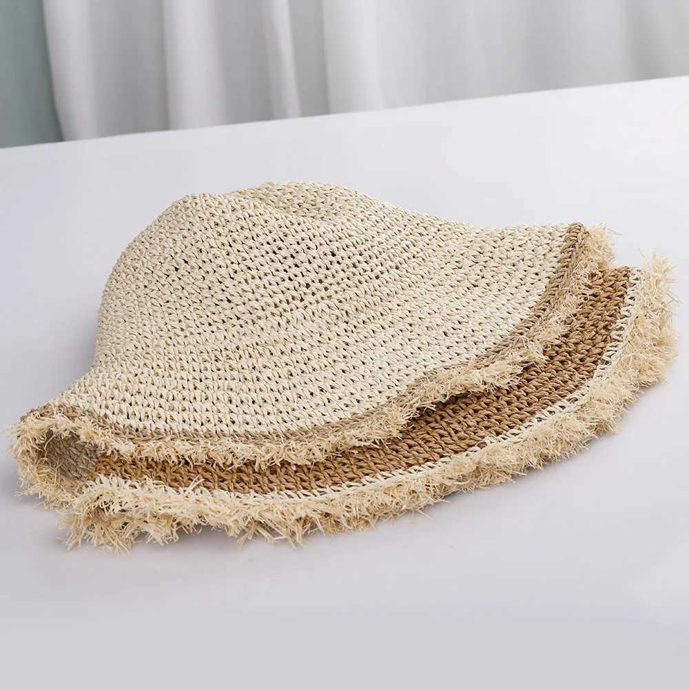 2023 Wens Straw Hats Chinese Straw Hat Panamas UV Protection Sun Visor Beach Hats Wen Visors Foldab Fa Summer Sun HatC250407