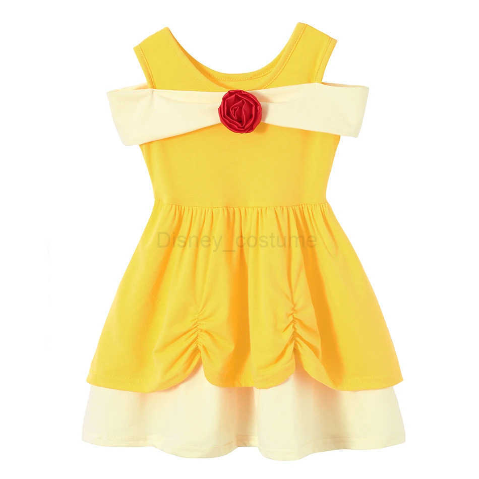 Disney Sunmmer Girls Dress Sleeveless Patchwork Princess Dress Casual Belle Moana Daily Vestidos Children Clothing Pajamas Sweet Girl X250408