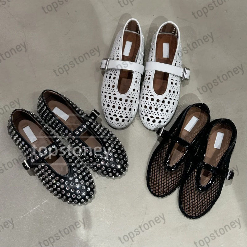 Ballet flats Designer Luxury designer Cut-Outs Mesh ballet flats buckle strap Dress shoes Flat sandal Real leather Round toe Dance shoes Office Slingbacks Eur35-40