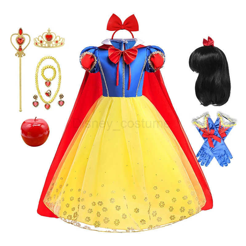 Disney Baby Girls Snow White Princess Dress Up Lace Ball Gown Kids Fantasy Party Birthday Clothes Cosplay Halloween Costume X250408