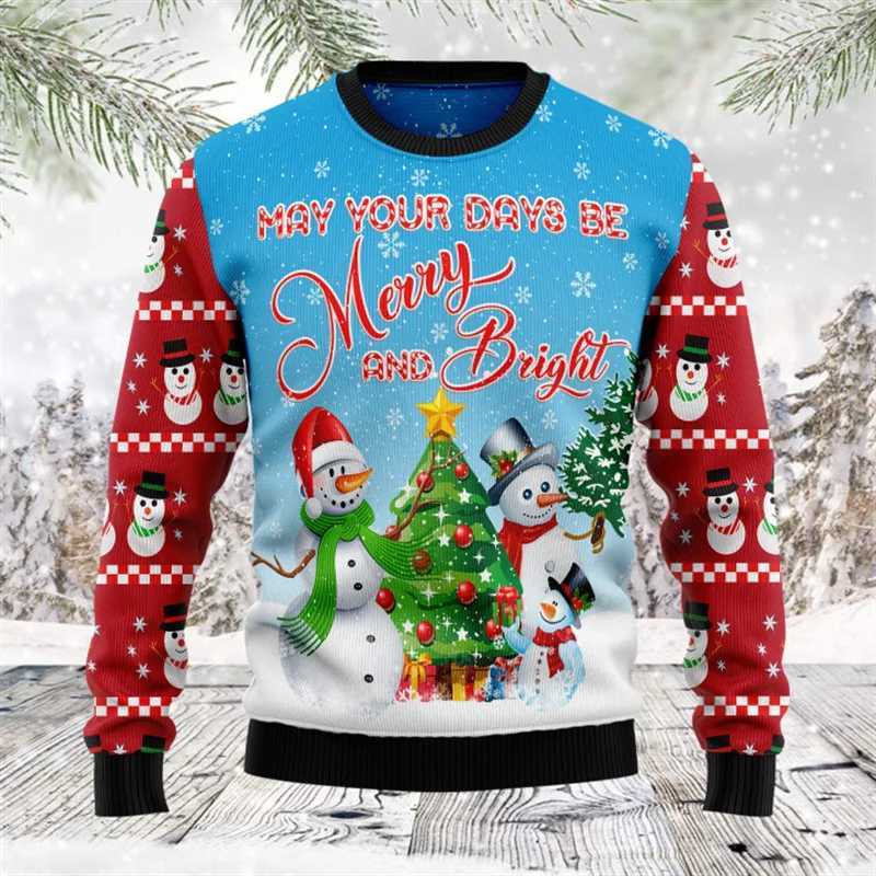 2025 Happy Christmas Sweatshirts Mens Ugly Christmas Sweater Funny New Printed Sweaters Womens Ugly Sweaters Christmas Jumpers Unisex S251110