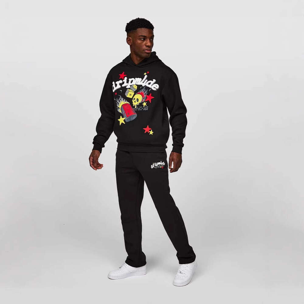 American street skull letter print fashion design pattern men's and women's summer loose hoodie
