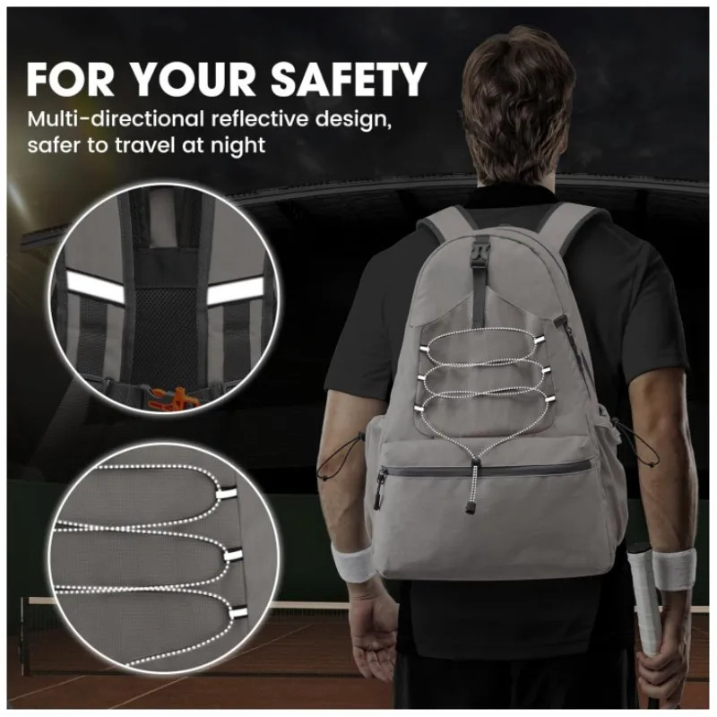 Tennis Bag Portable Tennis Backpack Large Capacity Ball Pack Racket Storage Daypack Outdoor Pickleball Bag with Shoe Compartment 250402