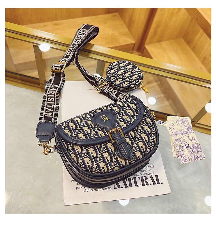 2025 Women's retro fashion saddle semicircular letter trendy women's large-capacity three-in-one temperament and texture cross body bag
