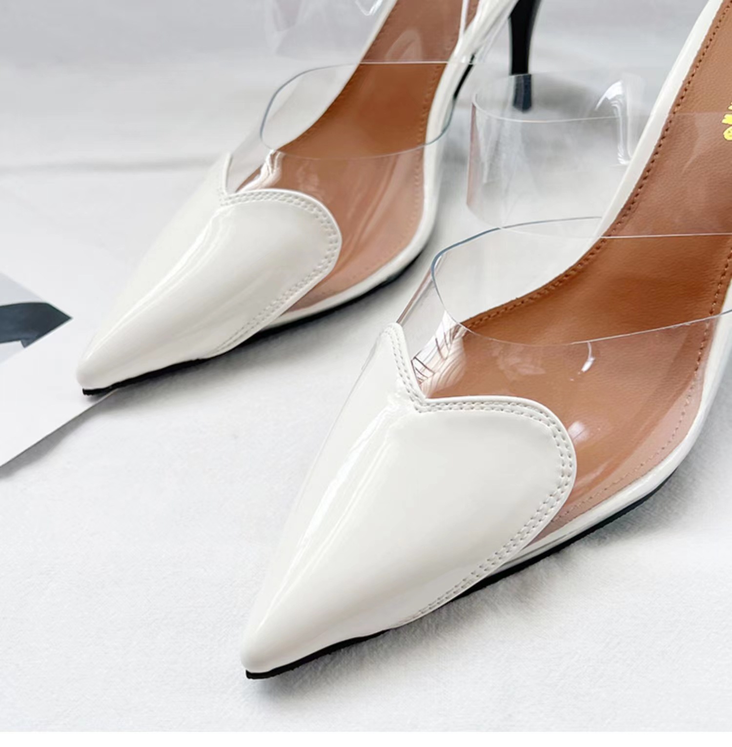 2025 European American internet celebrity popular style fashion pointed-toe transparent shallow-mouth slippers with thin and high heels for women