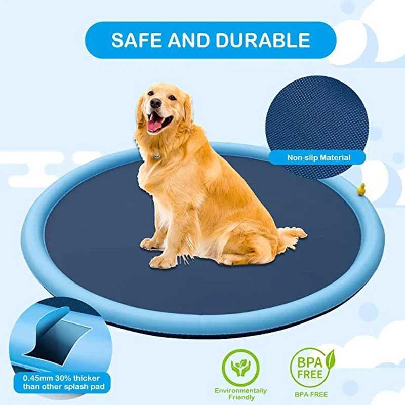 150/170cm summer pet swimming pool inflatable water slide mat game cooling mat outdoor interactive fountain toy Y250407
