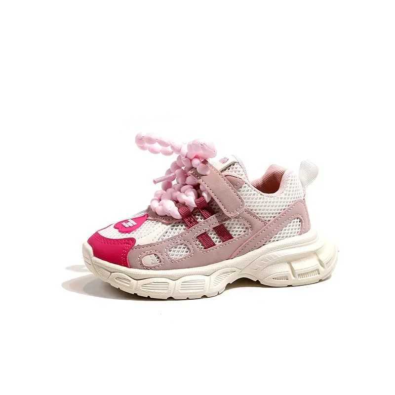 Girls sports shoes candy color childrens sports shoes with sweet heart 2024 new childrens running shoes mesh breathable W250407