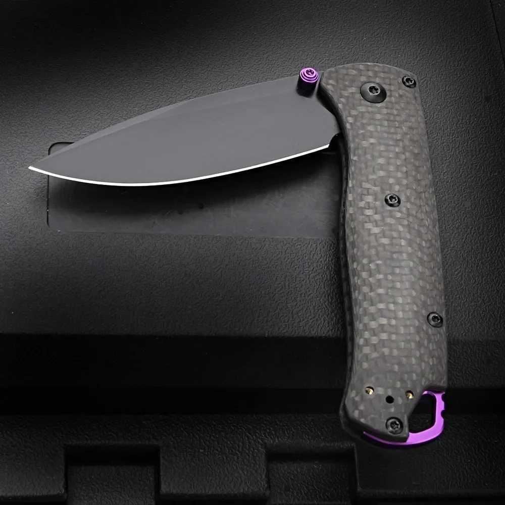 Mysterious purple hot selling Damascus steel 13K carbon fiber handle 90V blade 535 folding knife outdoor camping folding knife X2504081
