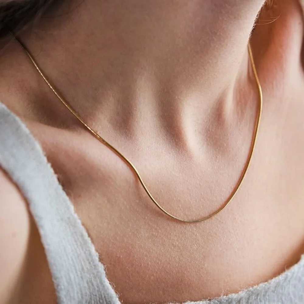 Dainty Snake Chains Stainless Steel Necklace Gold Plated Clavicle DIY Long Choker Necklaces Jewelry for Women Men Statement 35CMC250407