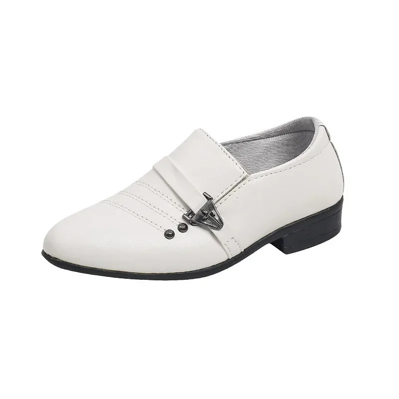Childrens Leather Shoes for Boys Toddler Kids Party Wedding Formal Performance Shoes School All-match Black White Loafers Shoes 250407