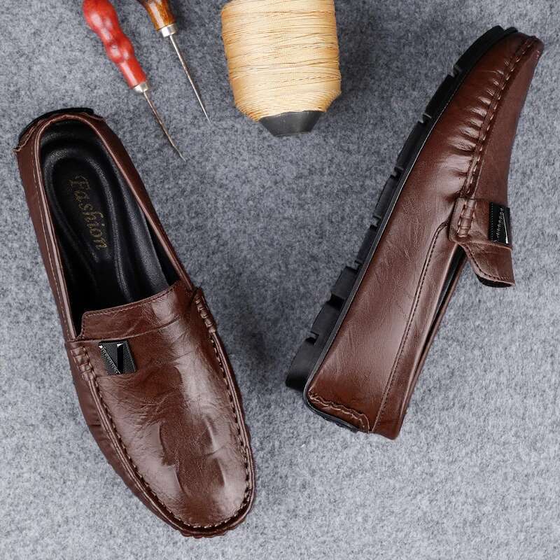 Genuine Leather Men Loafers Handmade Mens Casual Shoes Fashion Slip On Flats New Design Male Driving Footwear Moccasins