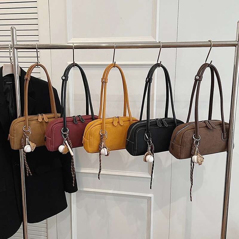 Shoulder Fashionable handbag Women New Multi Pocket Underarm Faux Suede Solid Color Handbag Zipper Satchel Bag for Work Shopping
