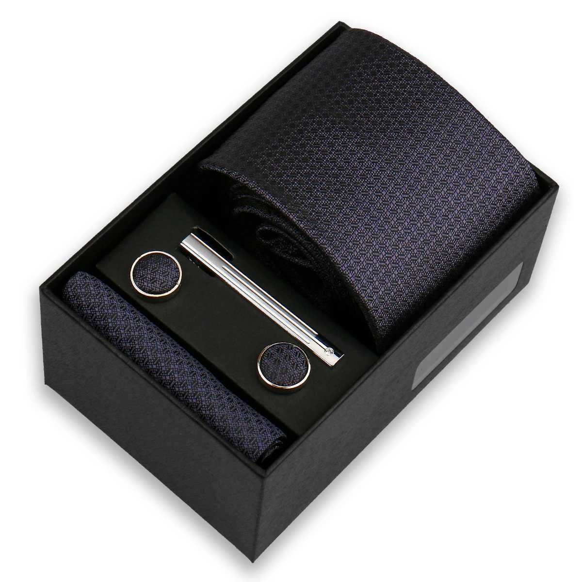 Luxury Tie Set For Men Business Gift Box Wedding Party Fashion Men Tie Set Paisley Handchief Cufflink Tie-Clip Suit Gift For Man X250407