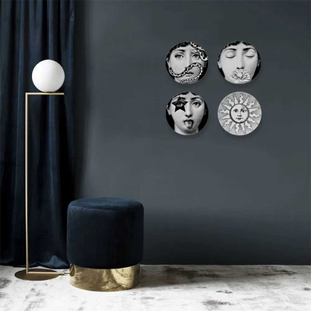 Retro wall mounted tableware painting decorative panels retro ceramic art womens face decoration with bracket 6/7/8 inches X250408
