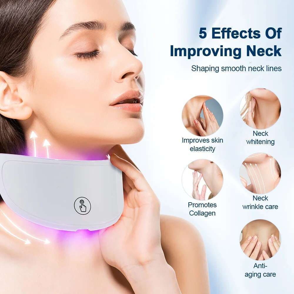 7 Colors Led Facial With Neck Red Light Therapy Mask For Skin Tightening Lifting Anti-Aging Bio-Light Beauty Whitening Home
