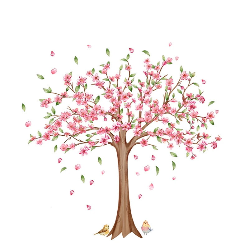 Living room large pink flower tree wall sticker home decoration removable wallpaper childrens room girls bedroom wall art mural sticker 250408
