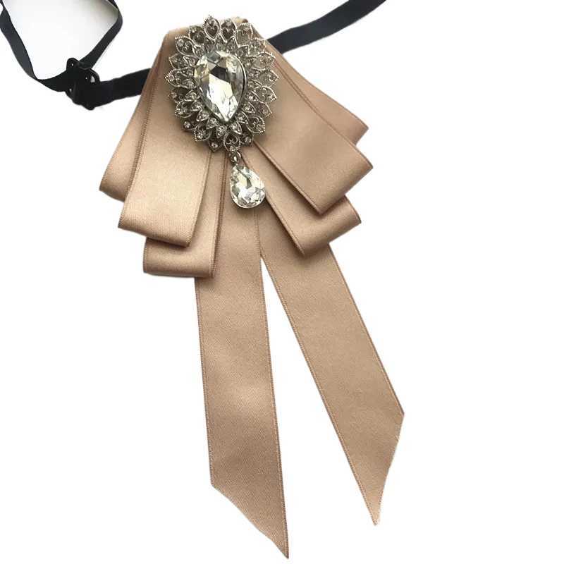 Vintage Crystal Fabric Bow Tie Brooch Korean Fashion Bowties Neckties for Wen White Shirt Collar Luxury Jewelry Accessories X250407