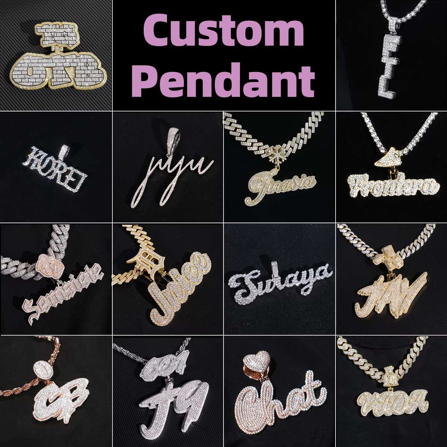 Iced Out Cross Pendant D Grade VVS Lab Grown Diamond CVD HPHT 925 Silver Custom Diamond Pendant