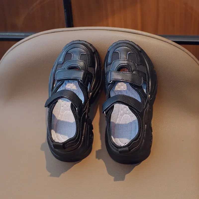 Girls sports shoes PU hook and loop fashion cute round toe shallow summer breathable boys casual running sports shoes straight W250407