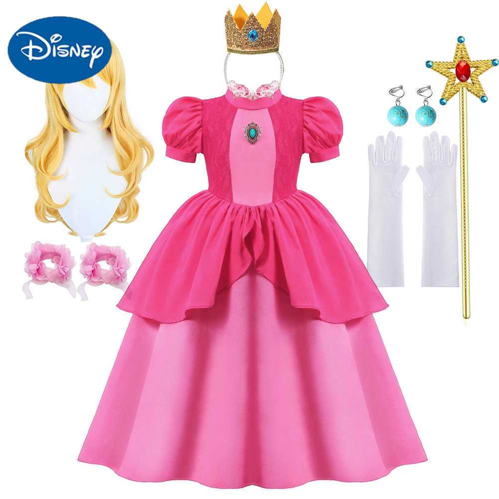 Disney Peach Cosplay Dress Girl Movie Role Playing Princess Fancy Carnival Birthday Party Outfits Children 2-10y Pink Queen Vestidos X250408