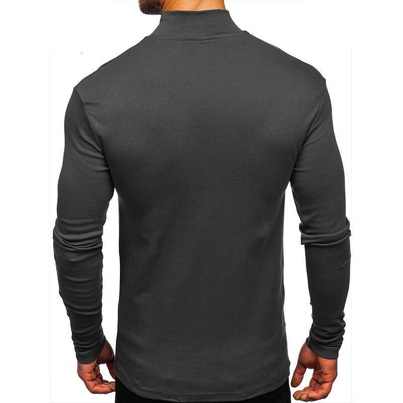 European American autumn and winter thick warm long sleeved T-shirt base shirt German veet semi high neck men's style new casual versatile fashio