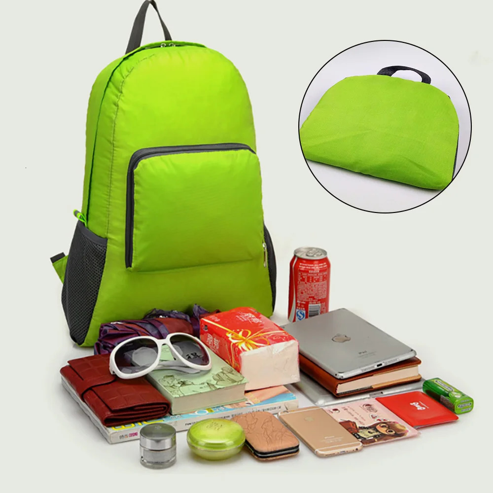 Outdoor Travel Lightweight Portable Foldable Backpack Love Print Folding Green Bag Ultralight Pack for Women Men Hiking Daypack 250407