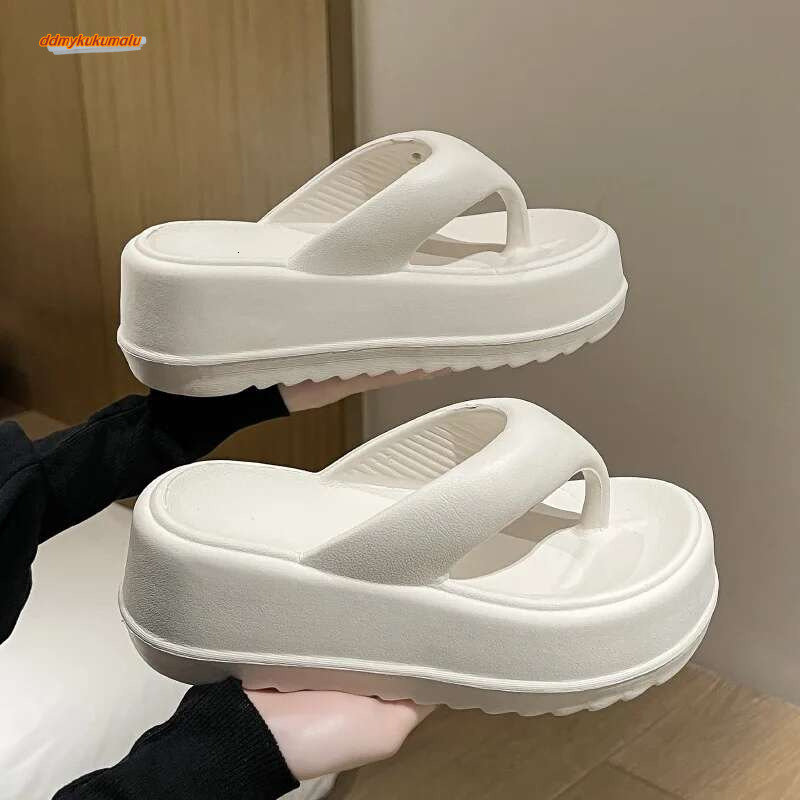 Kidmi Platform Flip-ps EVA Heels Sandals For Women Fashion Beach Slides Outdoor Soft Heel Cloud Slippers ddmykukumalu