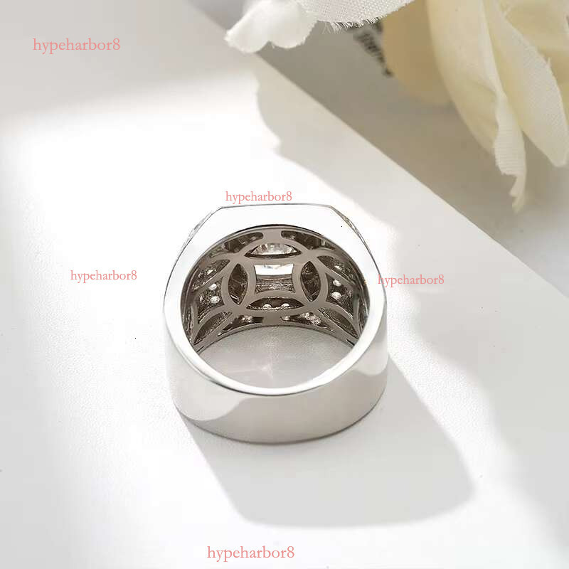 S 1CT 2CT DEF VVS stone ban silver plated white gold silicon men's ring