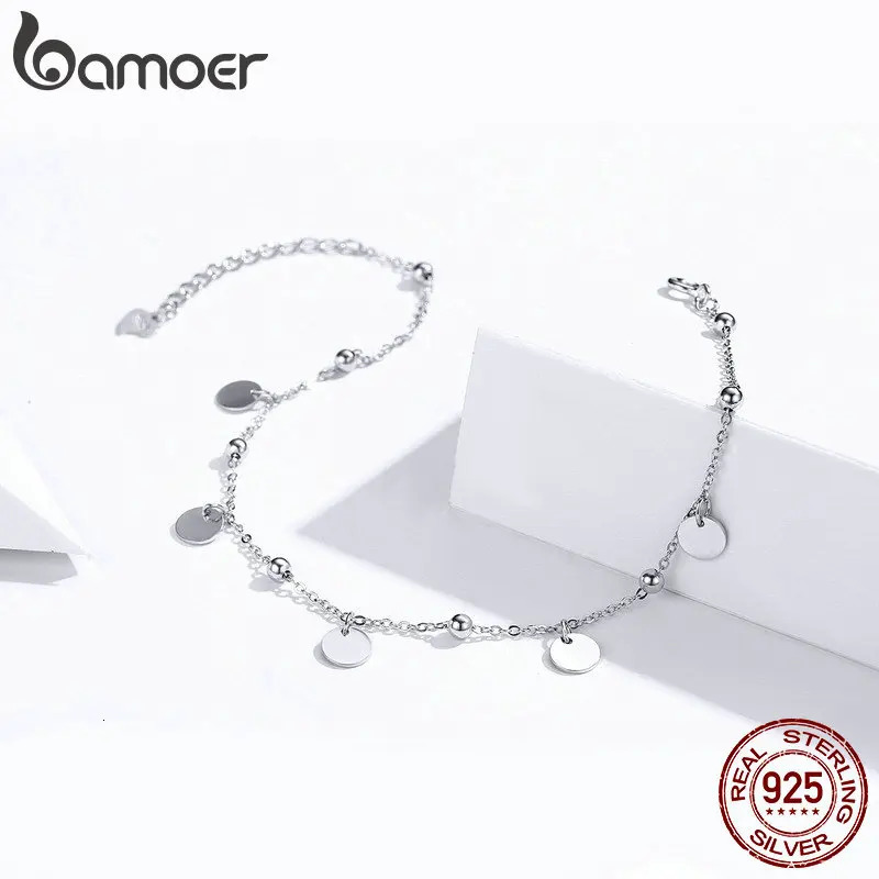 Silver Beads Anklets 925 Sterling Silver Geometric Minimalist Summer Fashion Foot Jewelry Bracelet for Ankle SCT011 250403