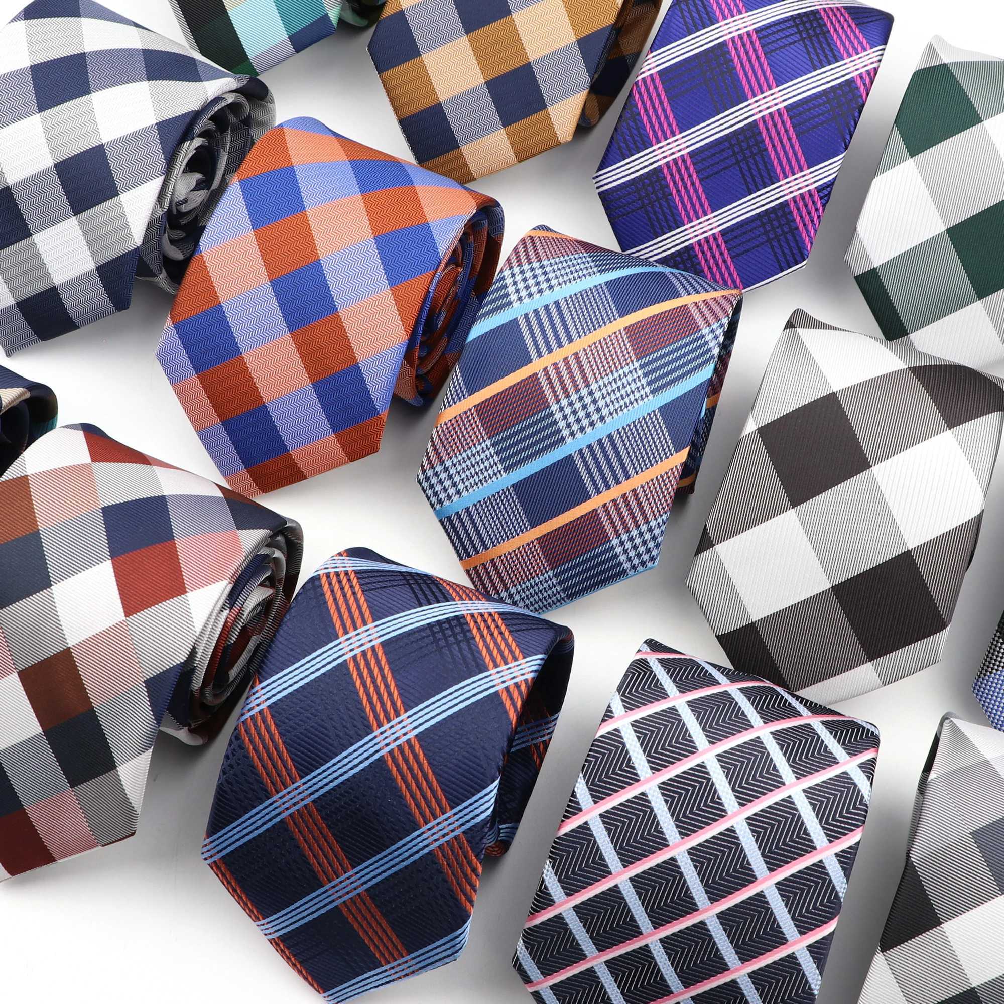 New Mens Classic Plaid Tie Luxury Stripe 8cm Jacquard Necktie All-Match Cravat For Business Wedding Party Daily Wear Accessory X250407