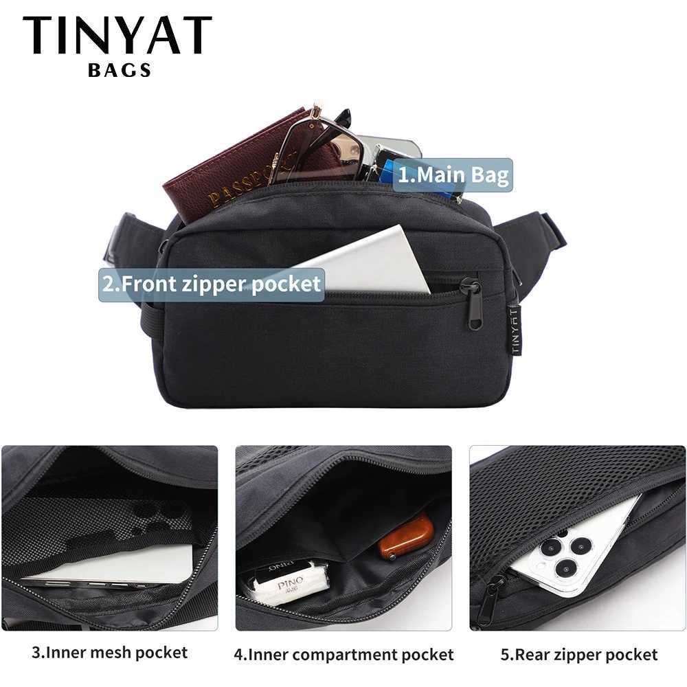 Tinyat Mens Waist Bag Mobile Wallet Travel Big Womens Belt Bag Waterproof Shoulder Bag Black Fanny Bag Bum Bag Z250407