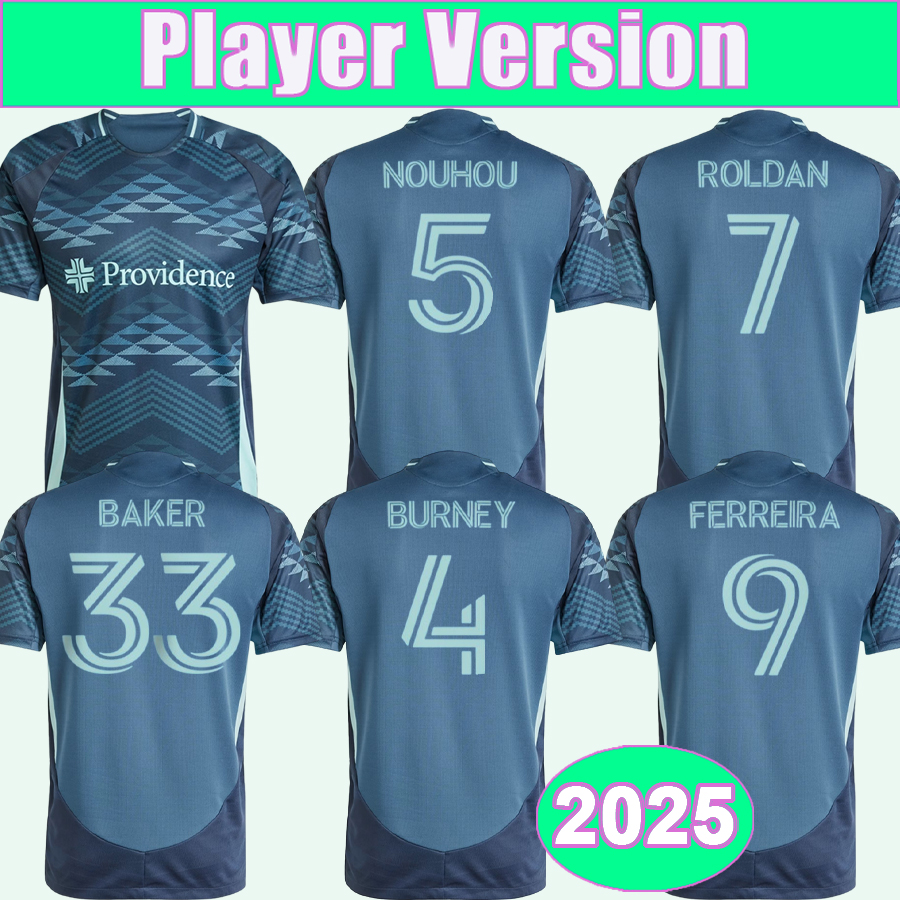 2025 Seattle Player Version Mens Soccer Jerseys Sounders MUSOVSKI BURNEY NOUHOU FREI FERREIRA MORRIS Away Football Shirt Short Sleeve Uniforms
