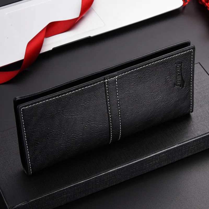 Mens Leather Wallet ID Card Holder Purse Checkbook Long Clutch Bifold Business Money Bag Man Wallets Cartera Hombre Carteras H25110711