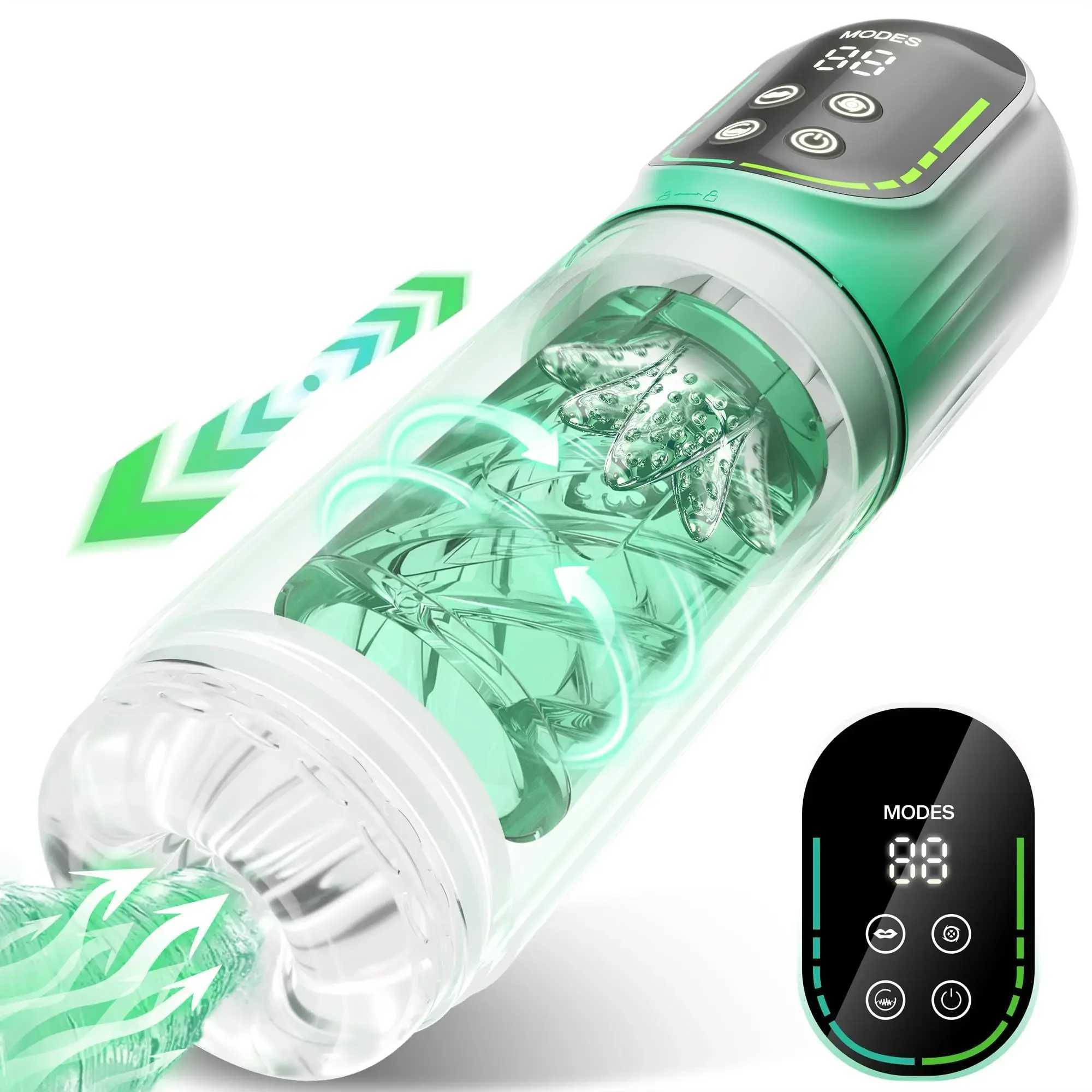 Automatic Male Masturbation Penile Pump 4-in-1 Stimulus Suction Masturbation Cup Tongue Rotation Lick Adult Sex ToyW250408